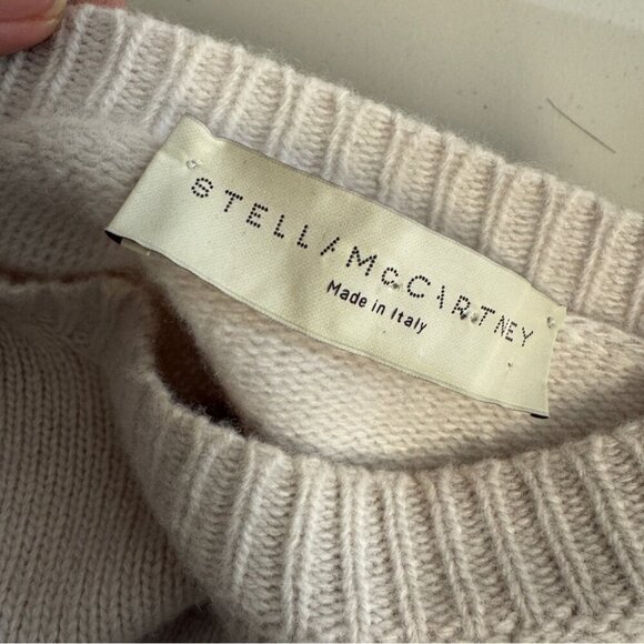 Stella McCartney Wool Cashmere Printed Sleeve Neutral Tunic Sweater Size 38 - Picture 10 of 16